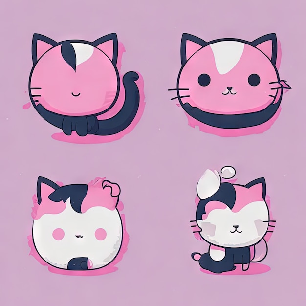 Photo cute kawaii animals logos collection