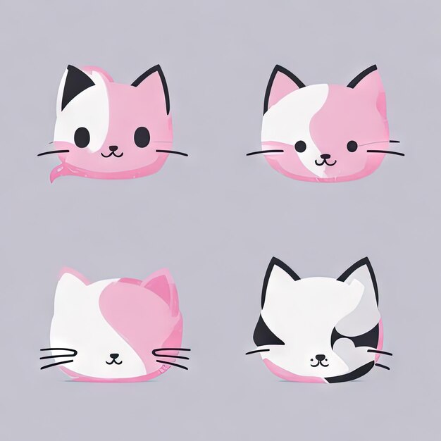Cute Kawaii Animals Logos Collection