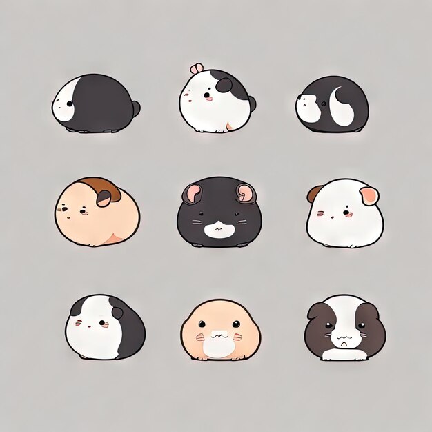 Симпатичные Kawaii Animals Logos Collection