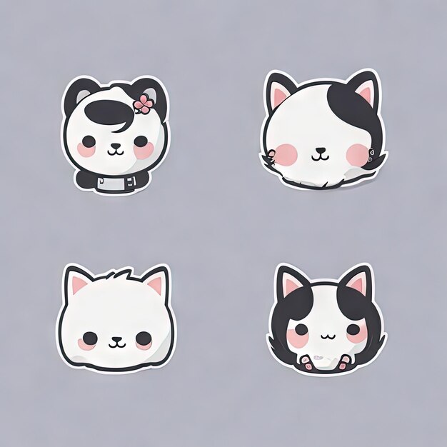 Cute Kawaii Animals Logos Collection