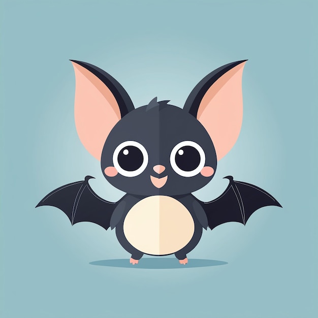 Photo cute kawaii bat cartoon illustration