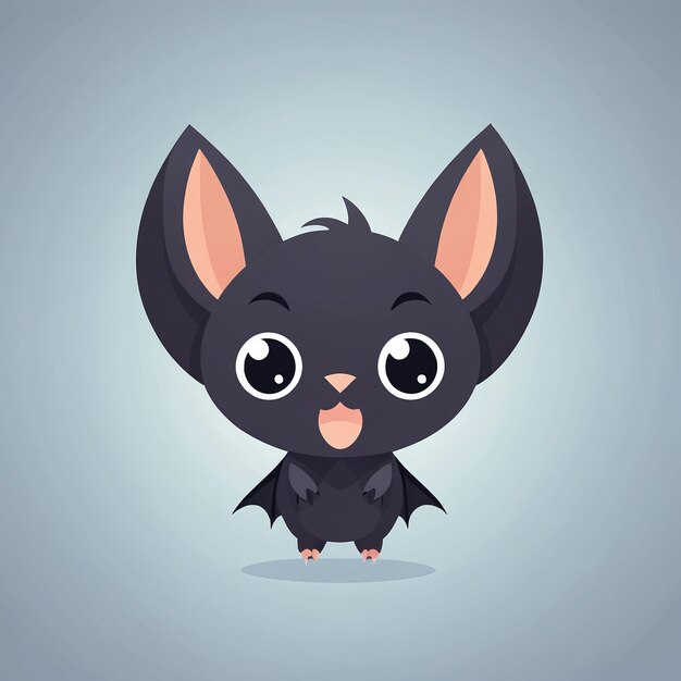 Photo cute kawaii bat cartoon illustration