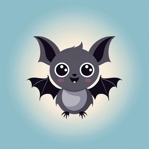 Photo cute kawaii bat cartoon illustration