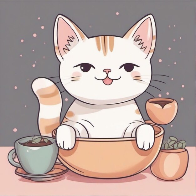 cute kawaii cat illustration