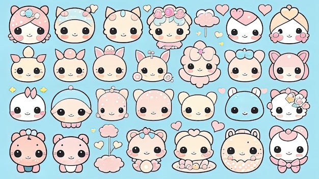 Cute kawaii chibi character pattern sticker free download images