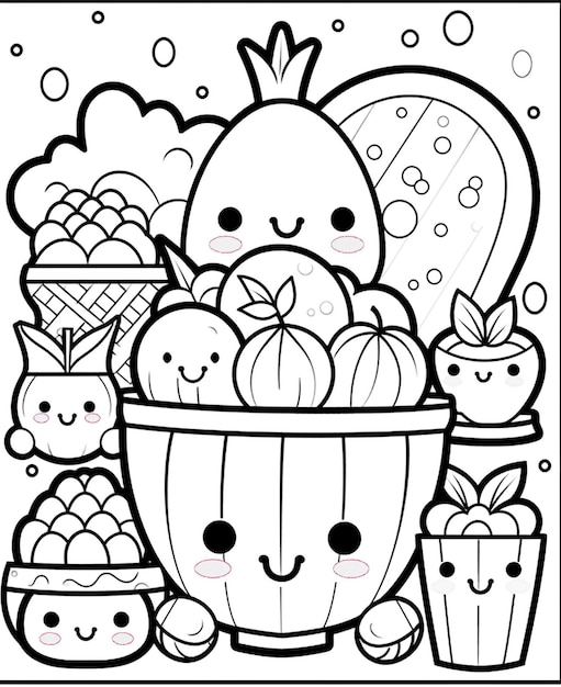 Photo cute and kawaii coloring page for kids