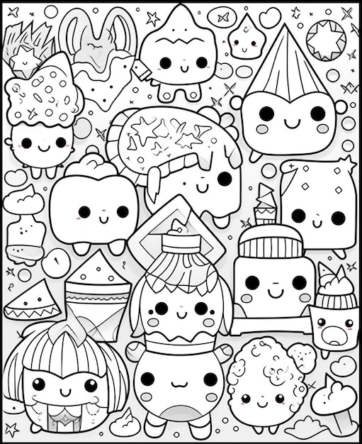 Photo cute and kawaii coloring page for kids