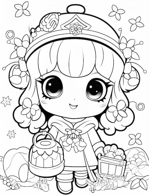 Photo cute and kawaii coloring page for kids