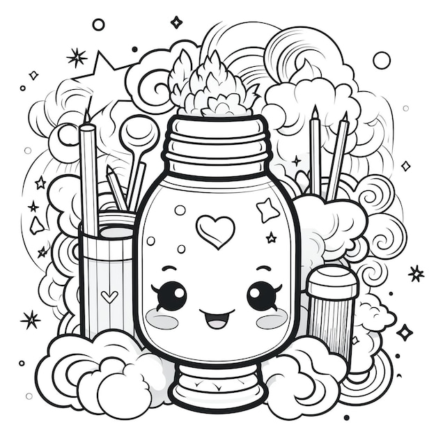 Cute and kawaii coloring page for kids