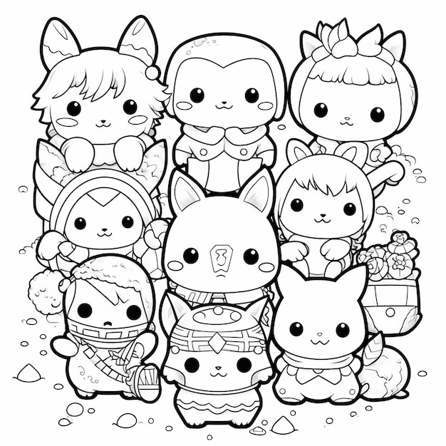 Photo cute and kawaii coloring page for kids