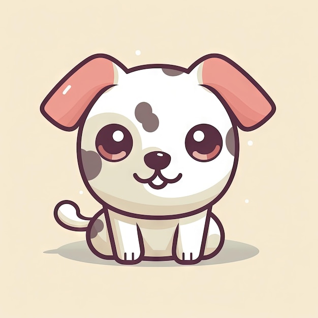 Симпатичная собака Каваи Клипарт на белом фоне