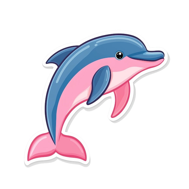 cute kawaii dolphin sticker with vibrant colors for sea lovers