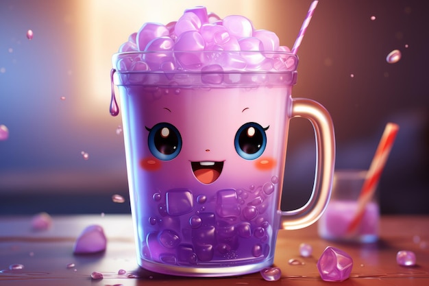 Photo cute kawaii drink beautiful illustration picture generative ai