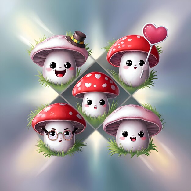 Foto cuccioli di funghi kawaii