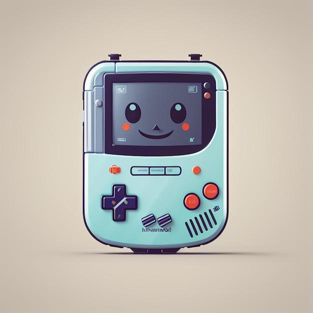 Cute Kawaii Nintendo GameBoy Console Vector Illustration