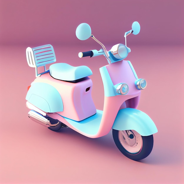 귀여운 카와이 핑크 오토바이 3d 렌더링 그림