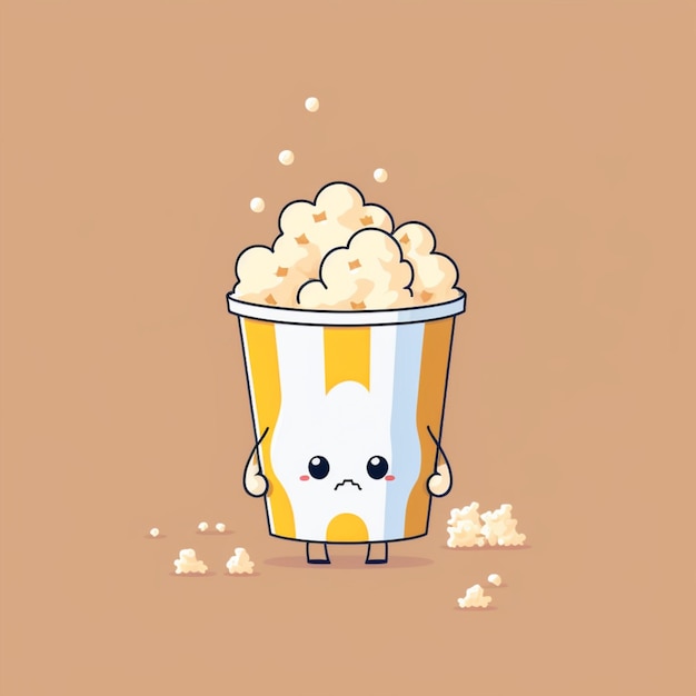 Foto carino kawaii popcorn illustrazione vettoriale