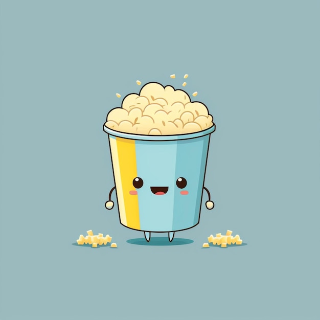 Foto carino kawaii popcorn illustrazione vettoriale