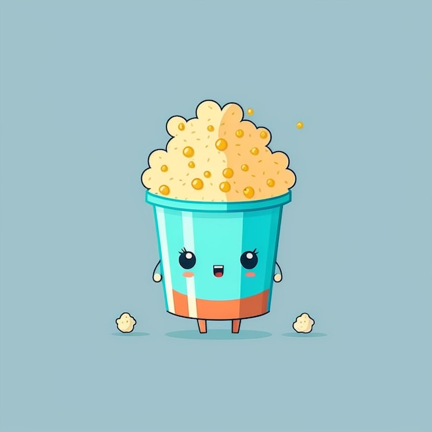 Photo cute kawaii popcorn vector illustration