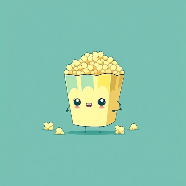 Photo cute kawaii popcorn vector illustration