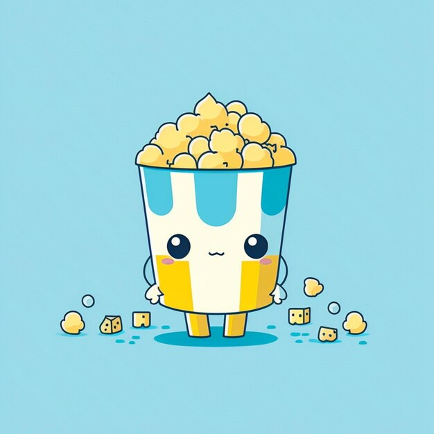 Photo cute kawaii popcorn vector illustration