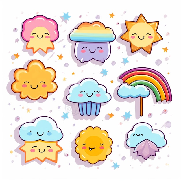 Foto kawaii rainbow clipart carino