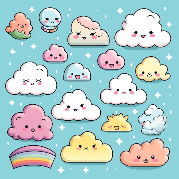 Foto kawaii rainbow clipart carino