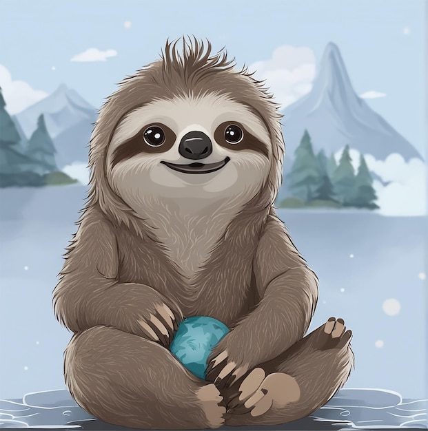 Cute kawaii sloth illustration