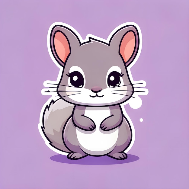 Cute Kawaii Squirrel Vector Clipart Icon Cartoon Character Icon on a Lavender Background