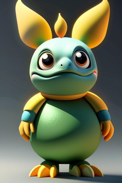 Cute kawaii style illustration turtle baby model 3d rendering character design