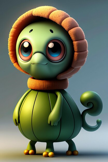 Cute kawaii style illustration turtle baby model 3d rendering character design