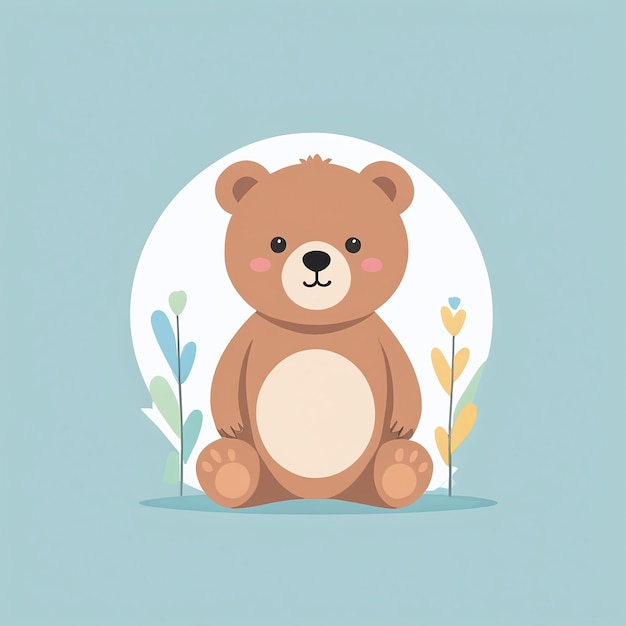 Photo cute kawaii teddy bear cartoon illustration for kids