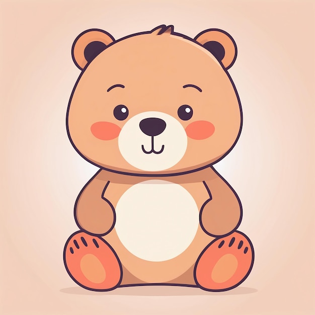 Cute kawaii teddy bear cartoon illustration for kids