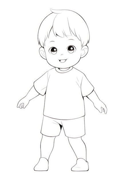 cute kid coloring page on A4 paper