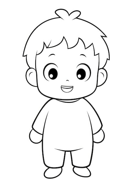 cute kid coloring page on A4 paper