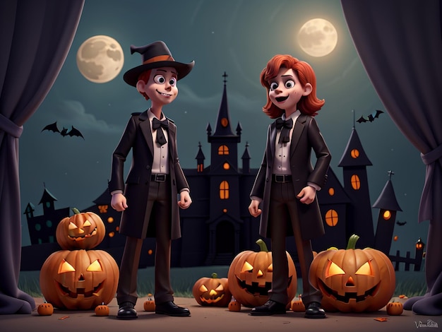 cute kid holloween night background