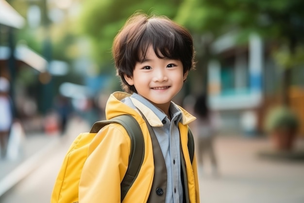 Cute kid student with a school bag