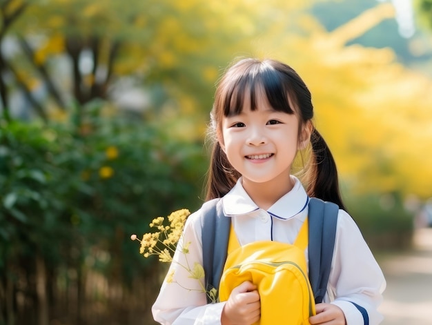 スクールバッグを持ったかわいい子供学生