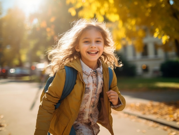 Cute kid student with a school bag