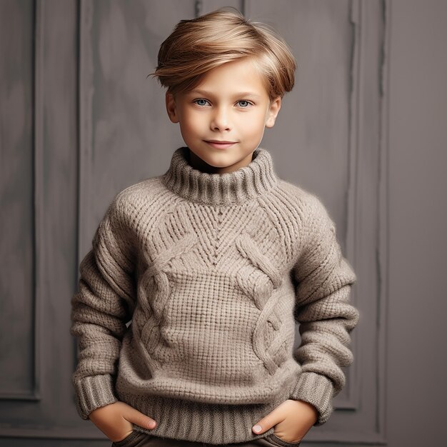 Foto carino maglione da bambino in lana.