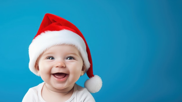 Foto bambino carino indossa un panno di babbo natale isolato