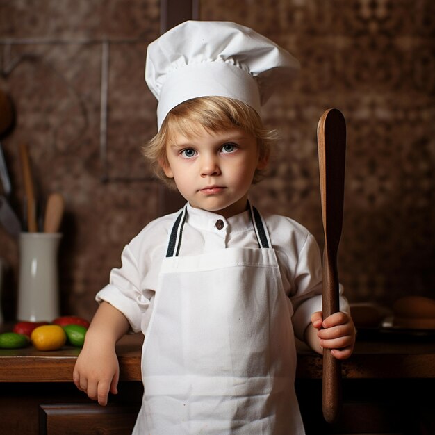 Photo cute kids in the kitchen