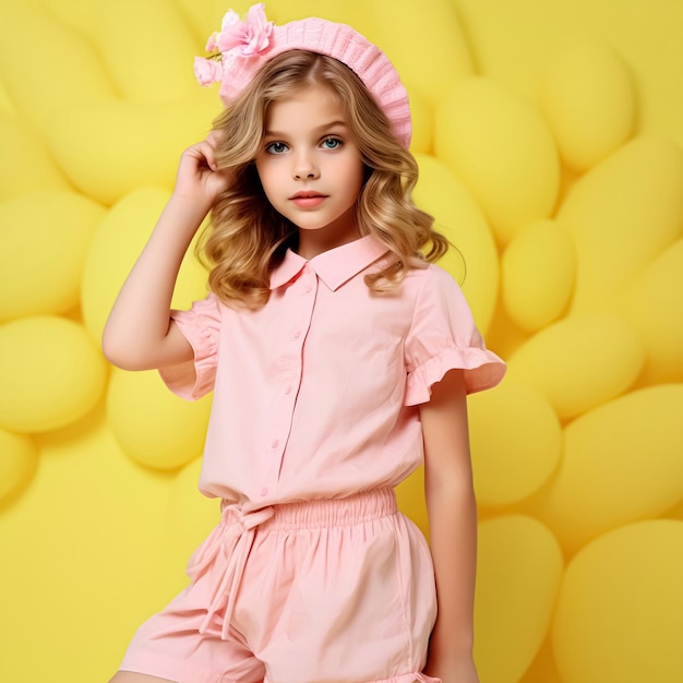 Foto bambini carini con abiti estivi e sandali alla moda, occhiali da sole