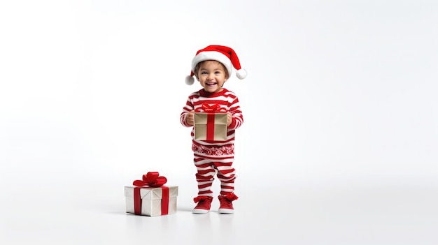 Cute kids wear Santa cloth isolated