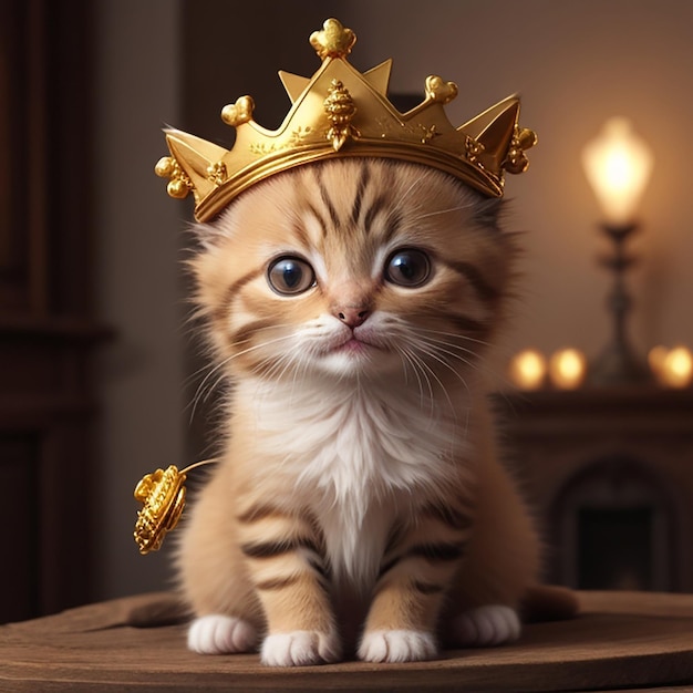 A cute king of cat Photo Ai Generated