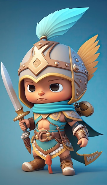 Photo cute kite animal warrior 3d game model generative ai