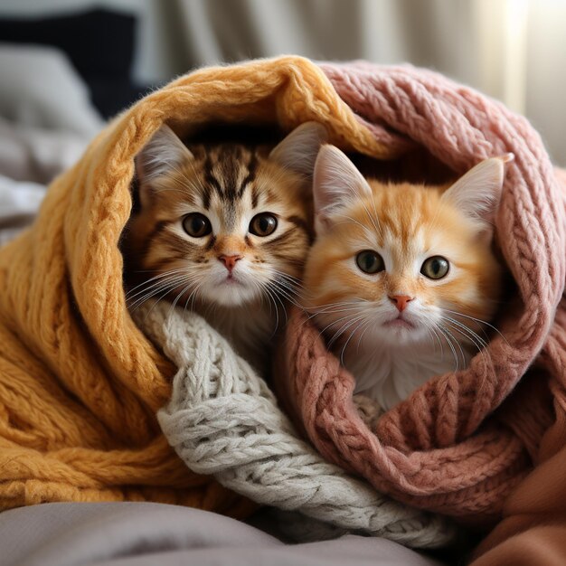 cute kitten in blanket