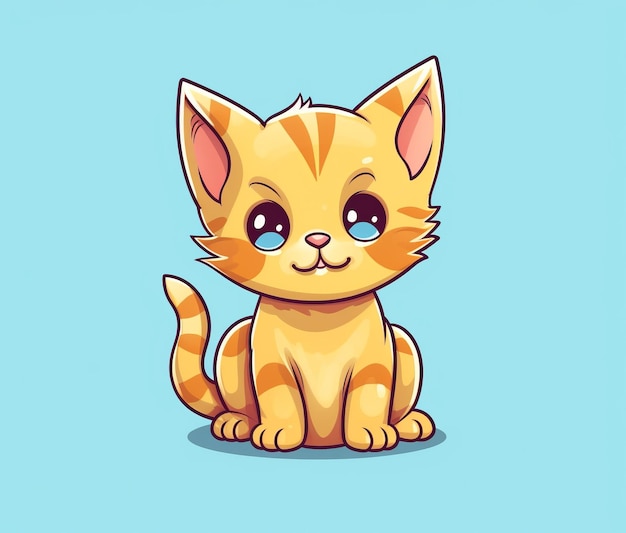 Cute kitten on a blue background.