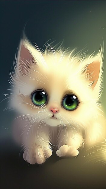 Photo cute kitten cartoon illustration