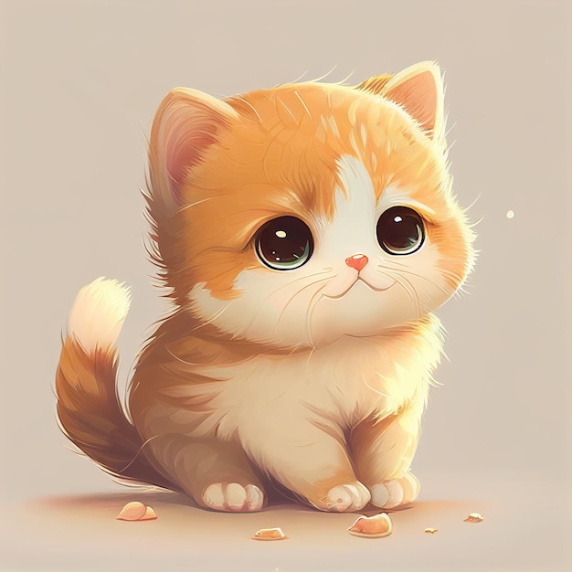 Cute kitten character 3d kawaii Generative AI